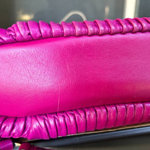 Coach Magenta Madison Large Satchel Purse Accordion Pleats F-1282-18643 Fuchsia - Picture 16 of 16